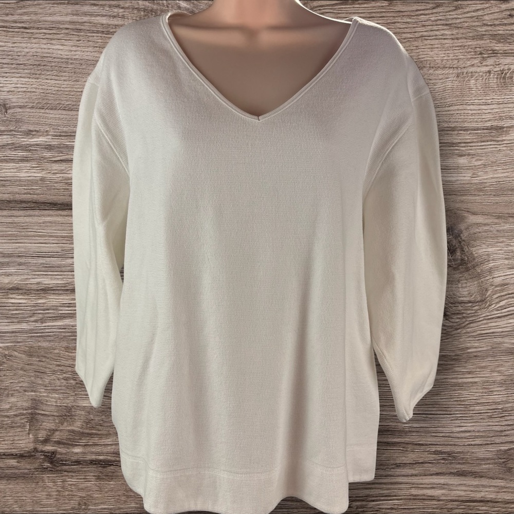 Eddie Bauer Women’s Petite XL Shirt 100% Cotton Soft White Minimalist Basic (861